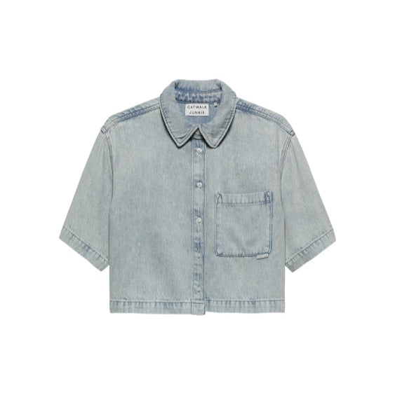 Short sleeve denim blouse