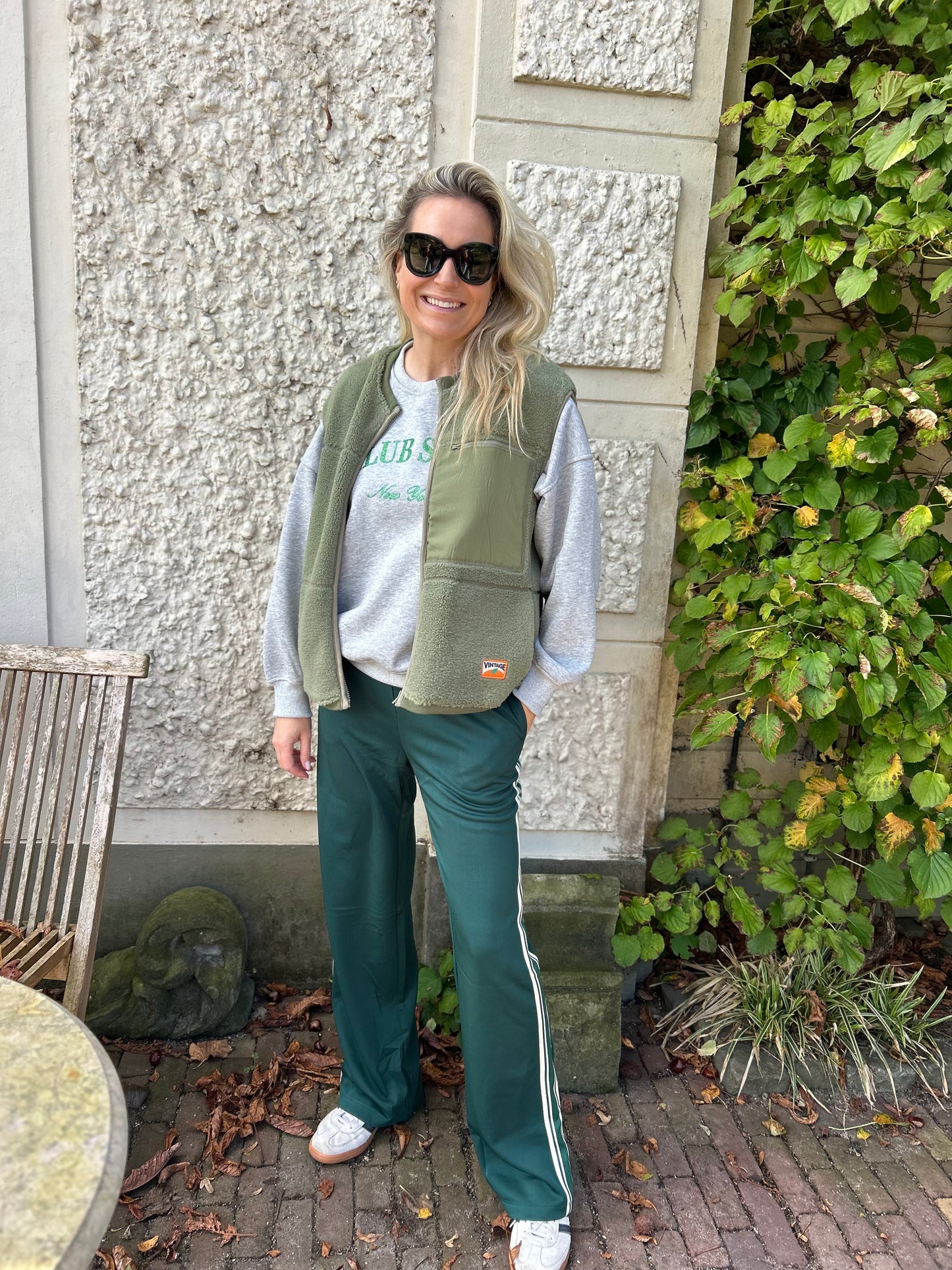 Vestje teddy groen met rits