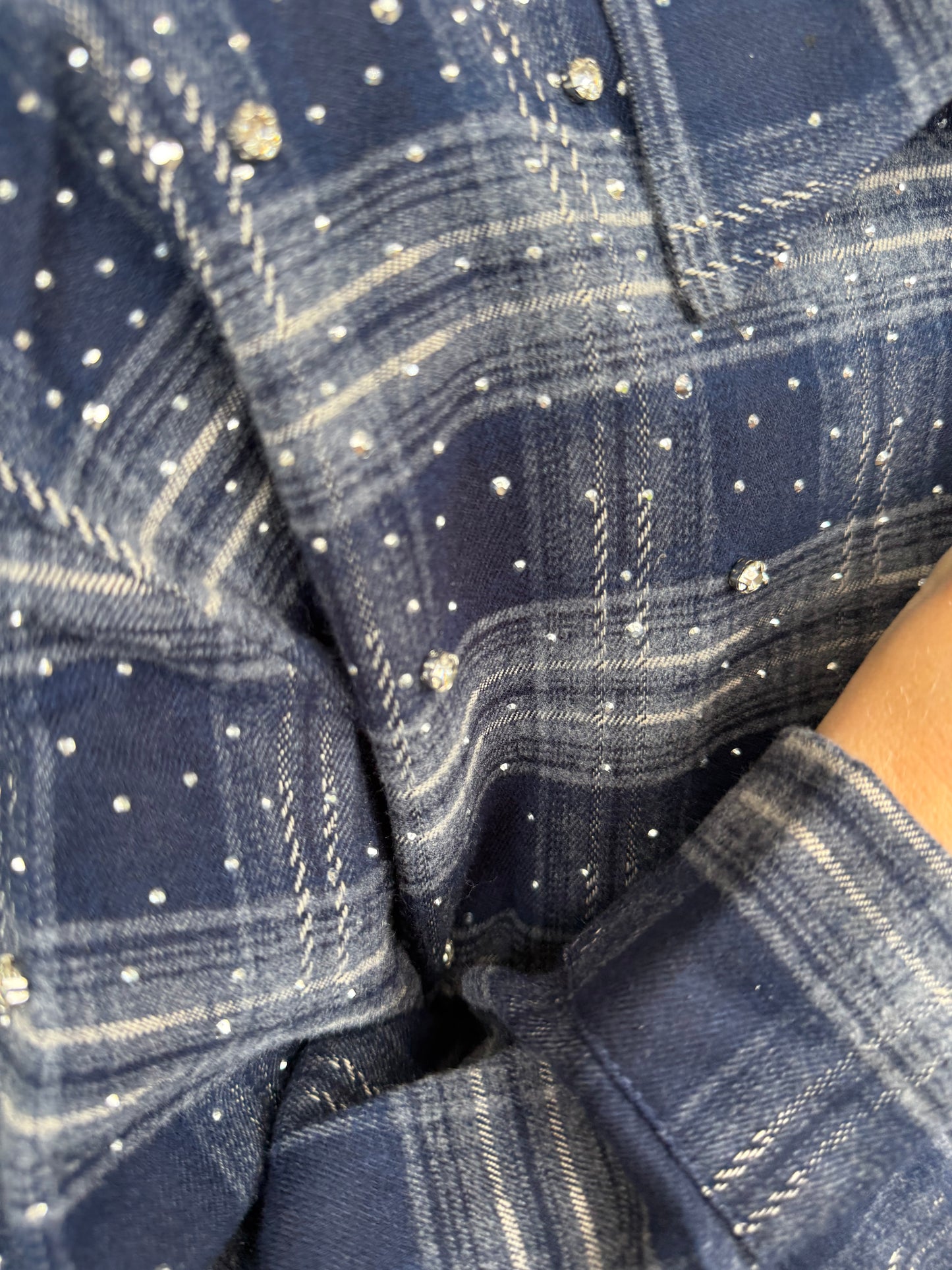 Strass blouse geruit
