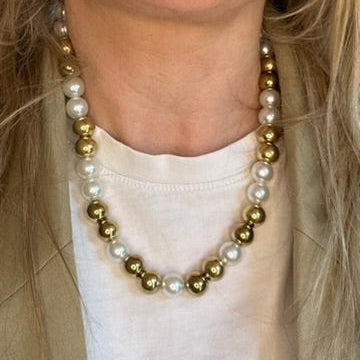 Ketting parels wit goud