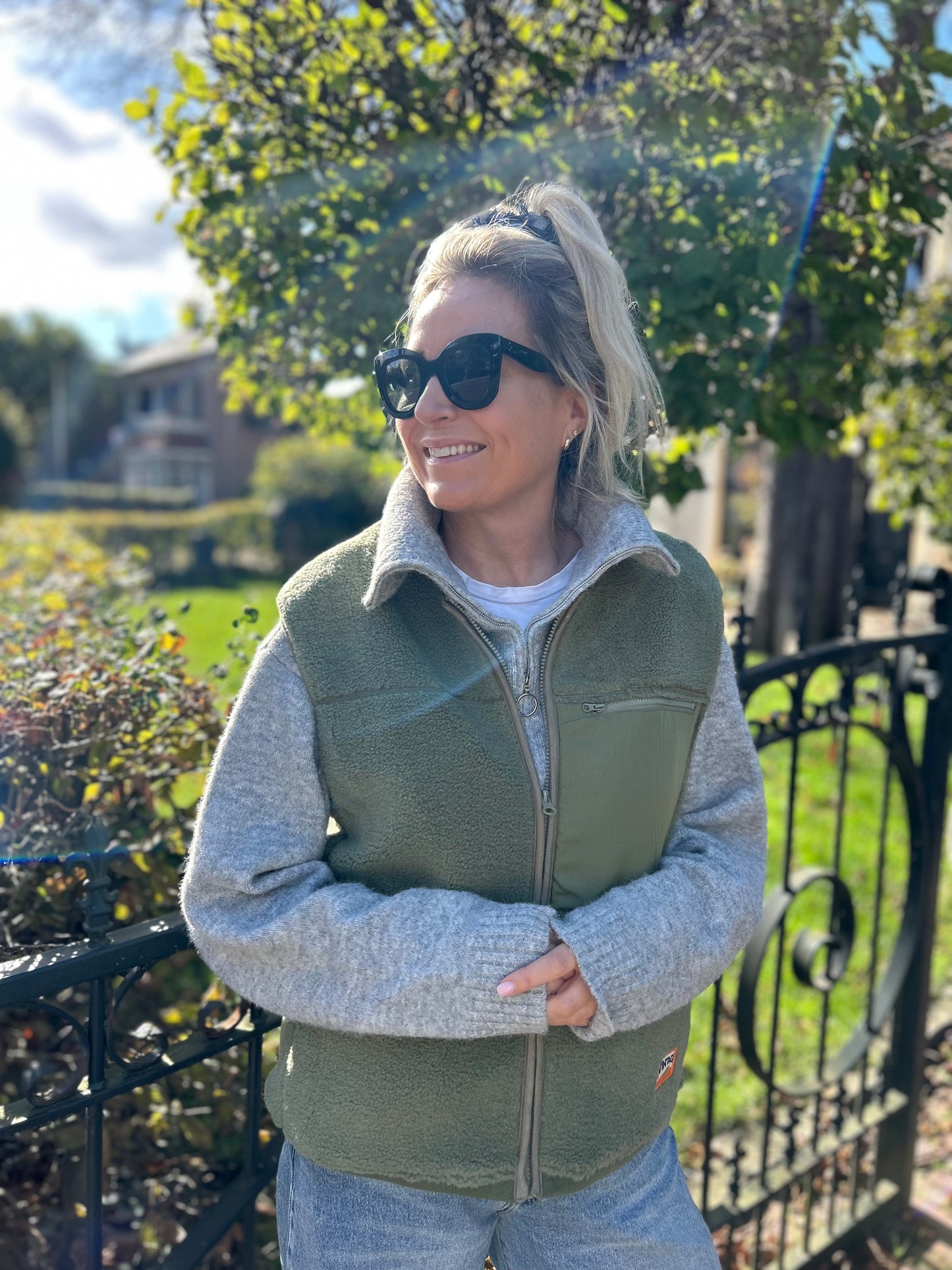 Vestje teddy groen met rits