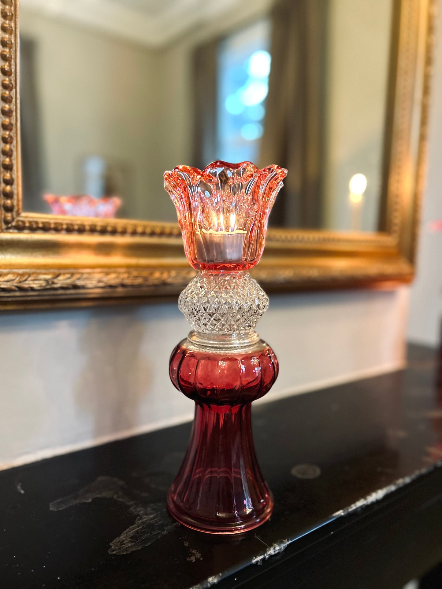 Glazen kandelaar Fleurine