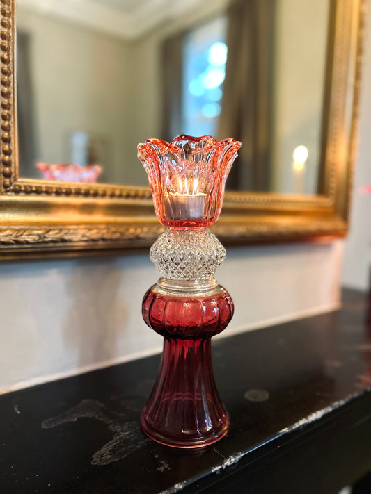 Glazen kandelaar Fleurine