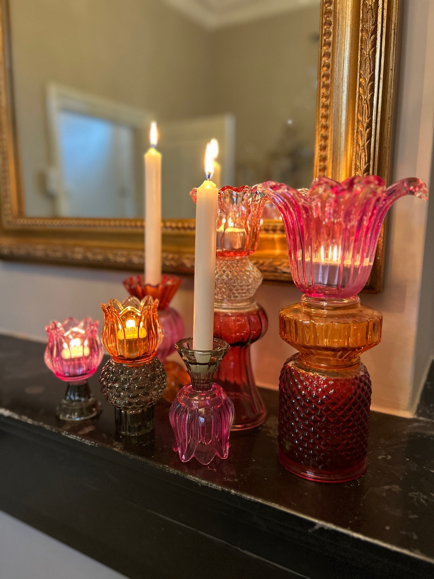 Glazen kandelaar Fleurine