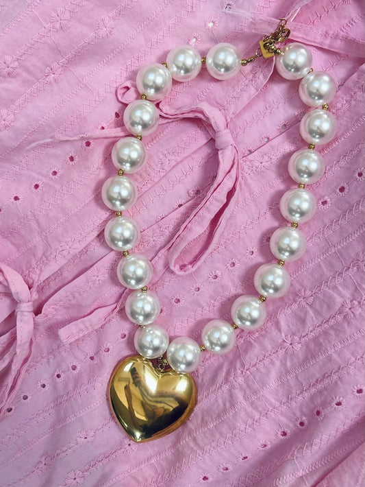 Ketting grote parels en hart