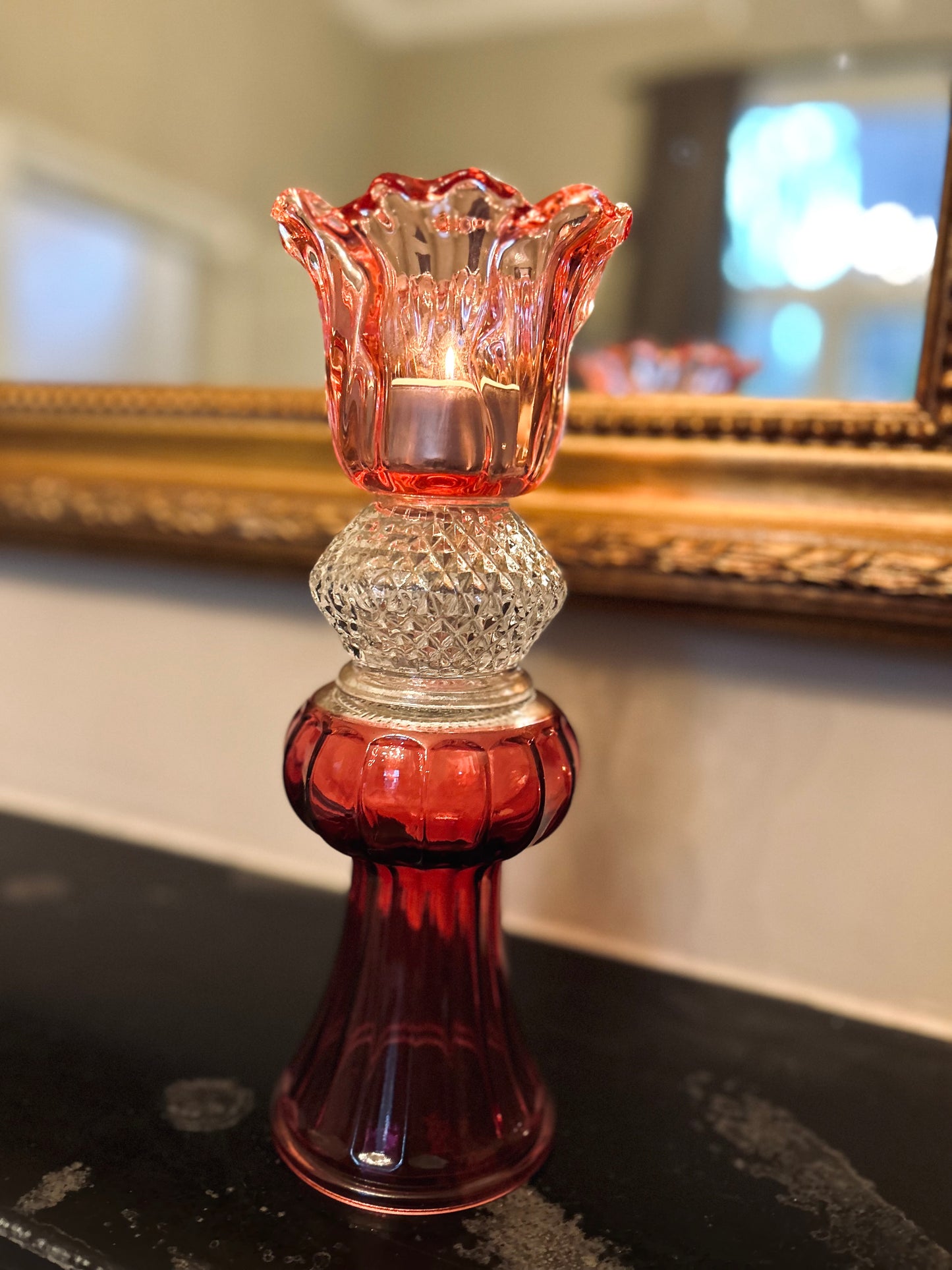 Glazen kandelaar Fleurine