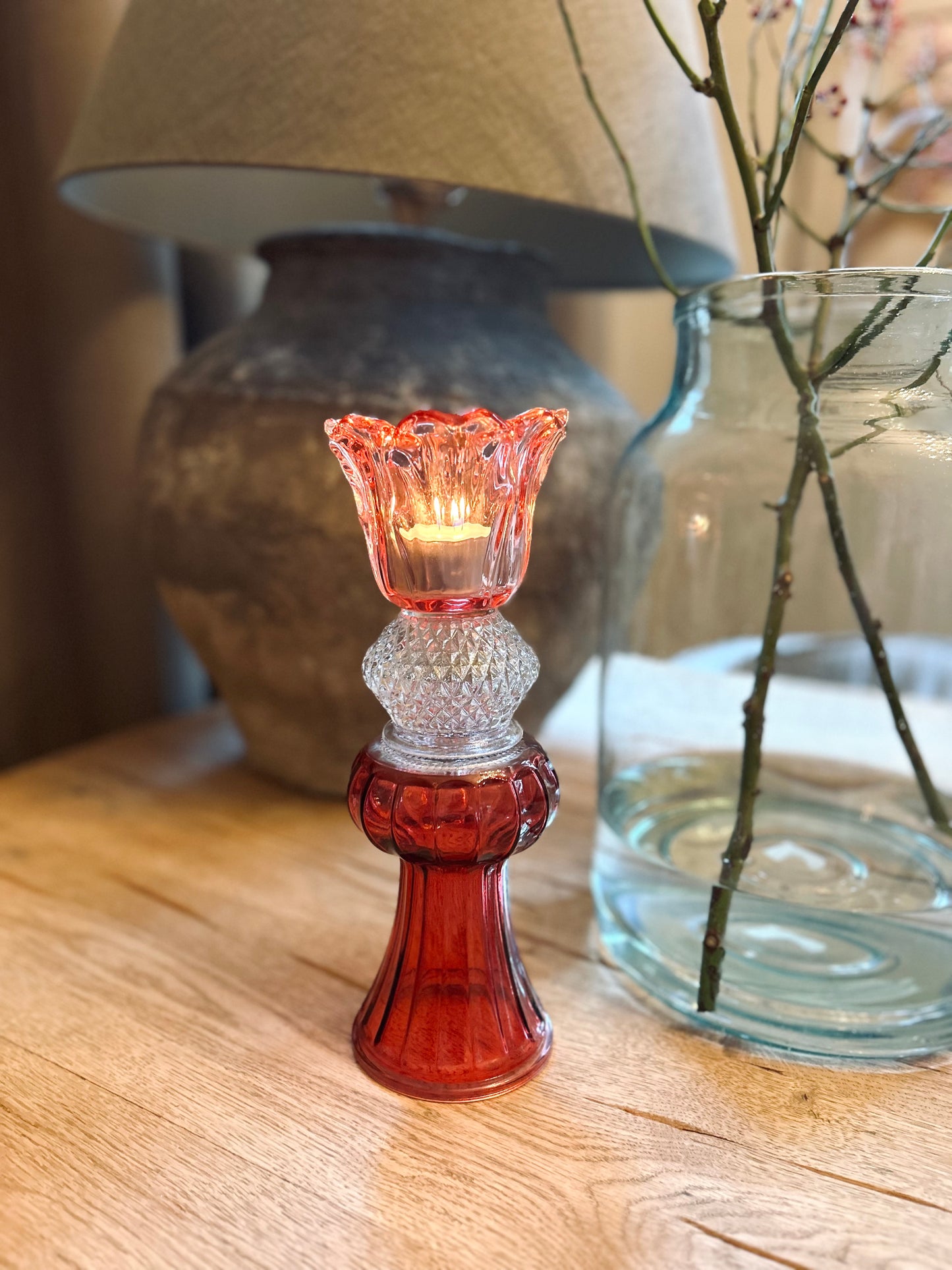 Glazen kandelaar Fleurine