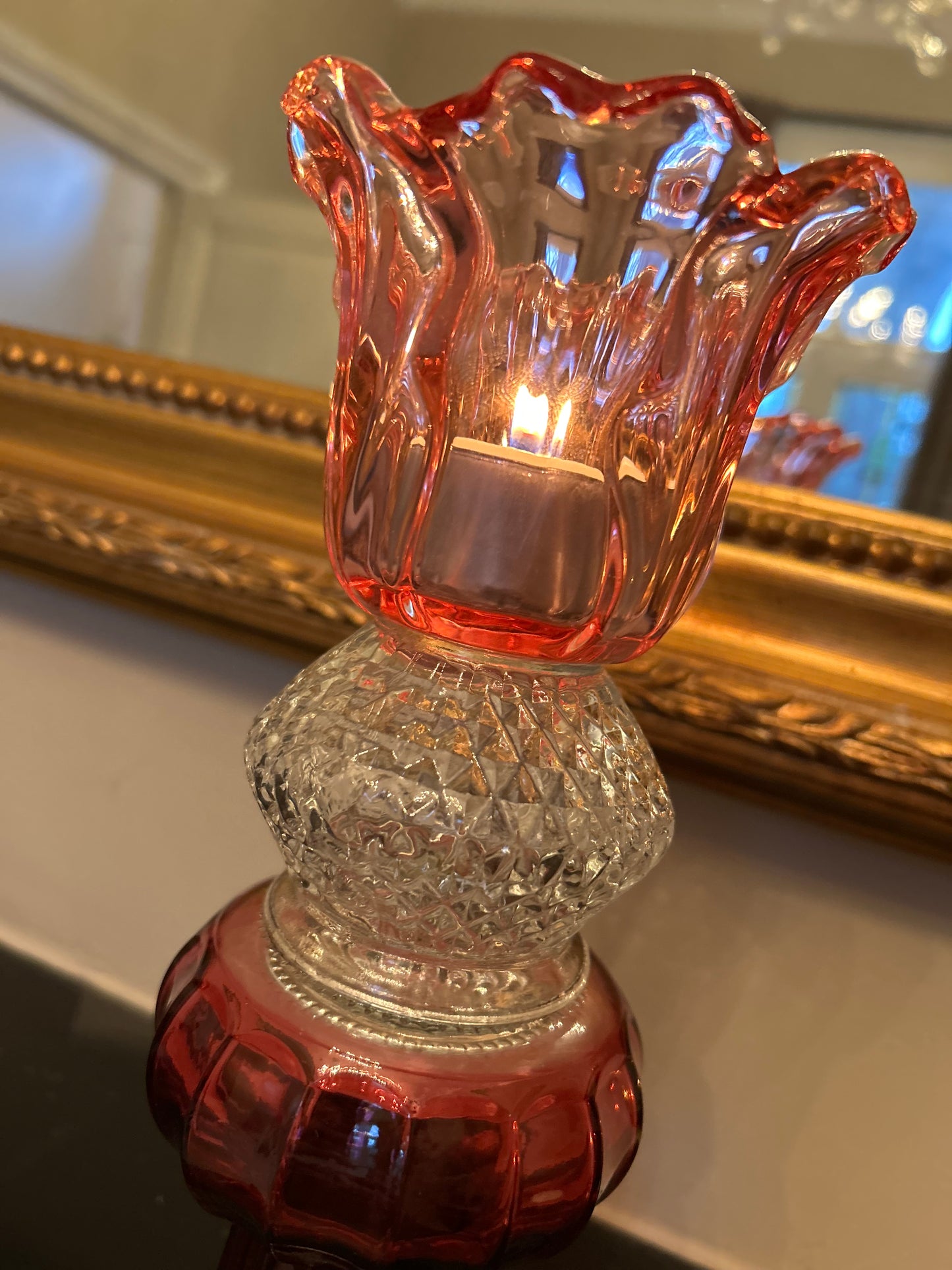 Glazen kandelaar Fleurine