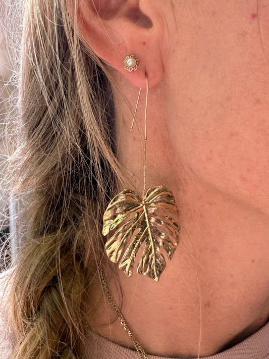 Oorbel golden leaf