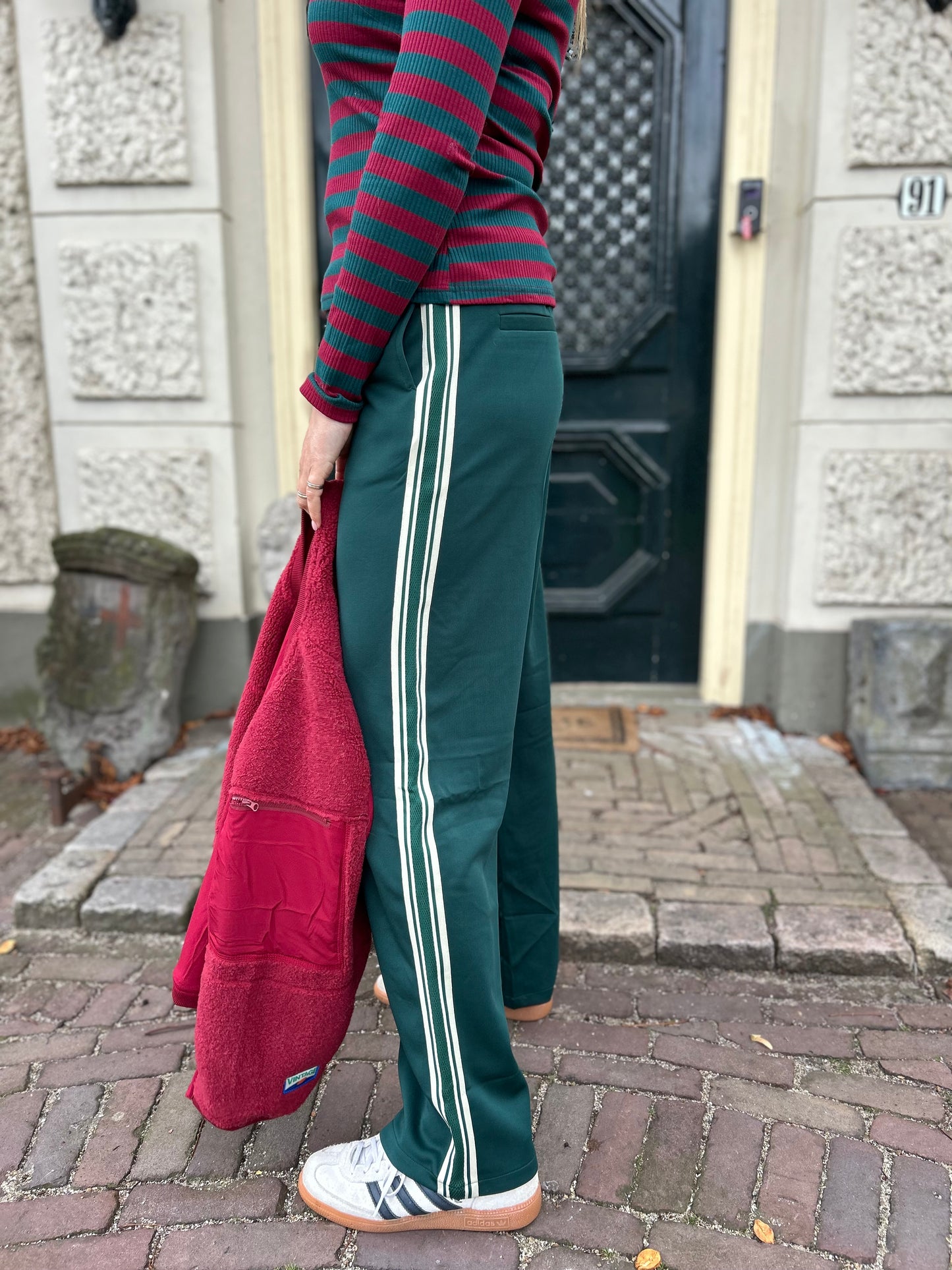 Training pants groen met streep