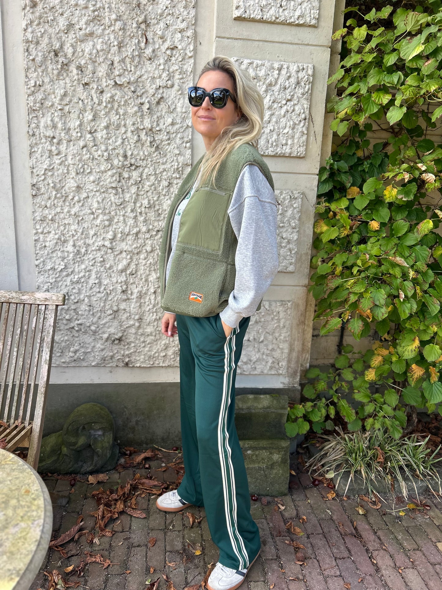 Vestje teddy groen met rits