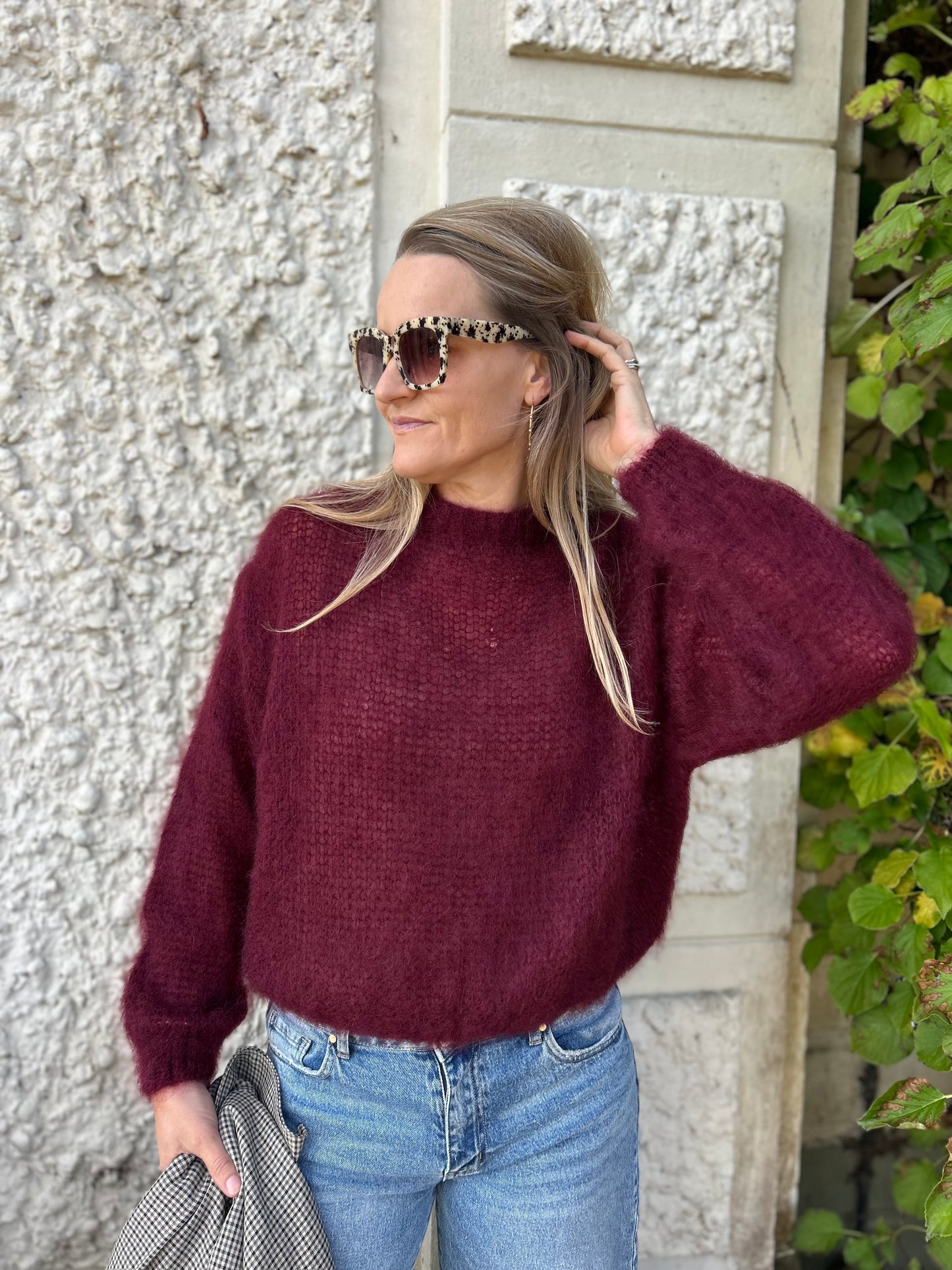 Mohair knit burgundy