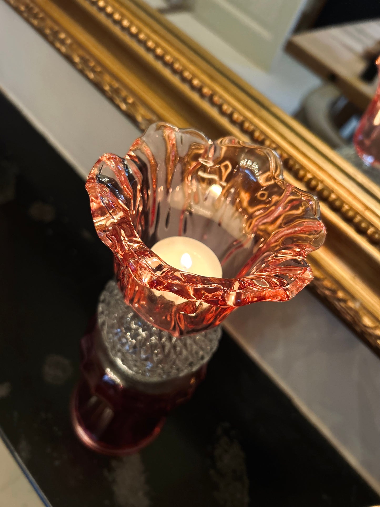 Glazen kandelaar Fleurine