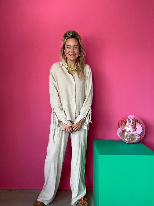 Linnen set met blouse en broek