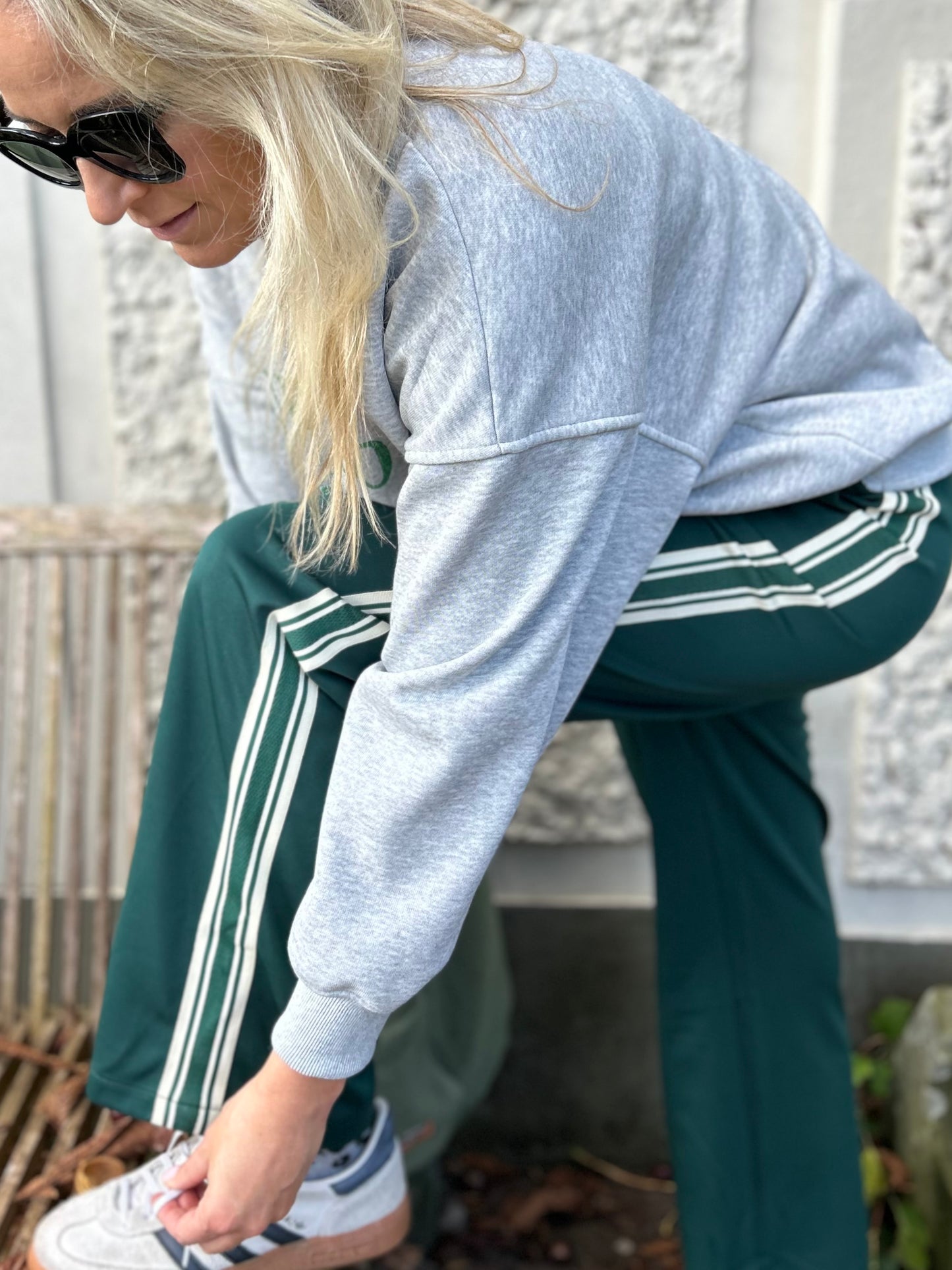 Training pants groen met streep