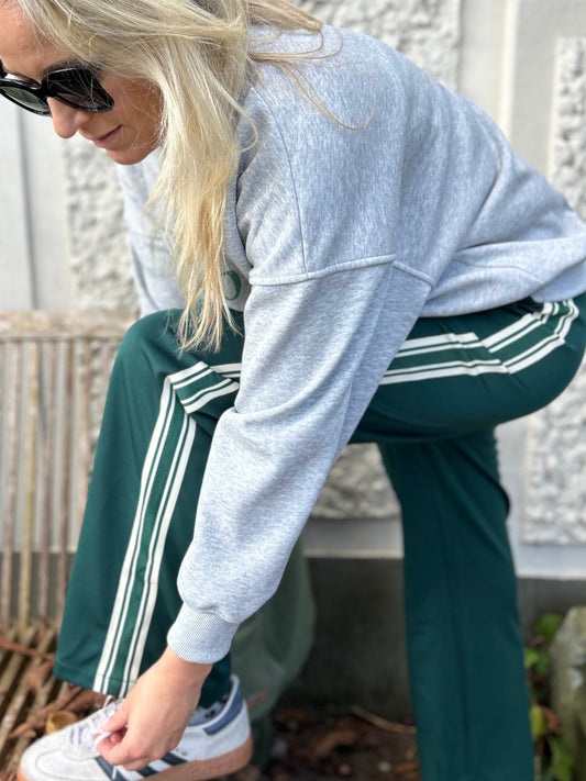 Training pants groen met streep