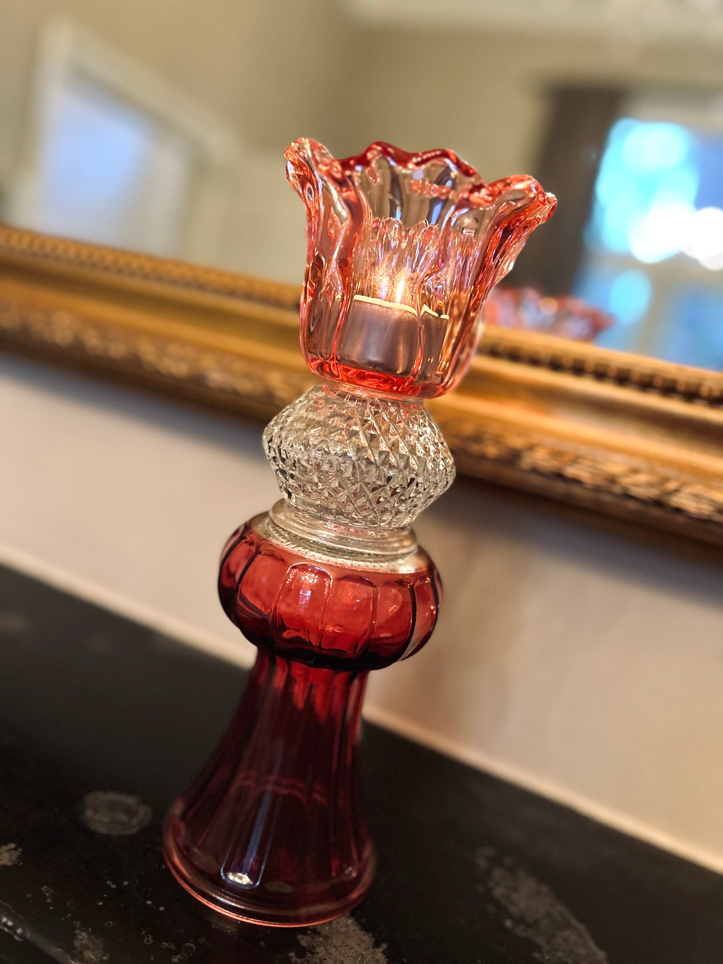 Glazen kandelaar Fleurine