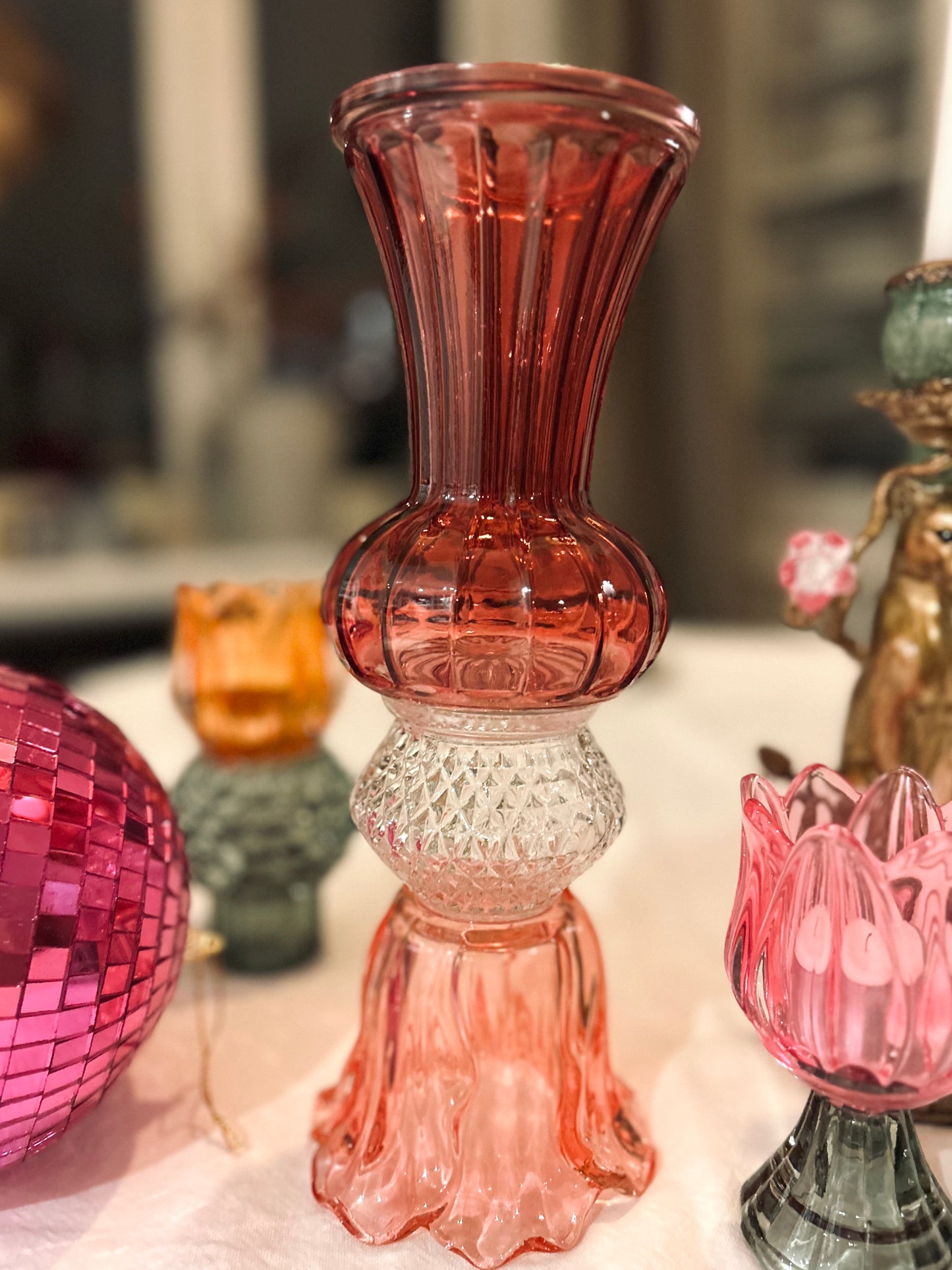 Glazen kandelaar Fleurine