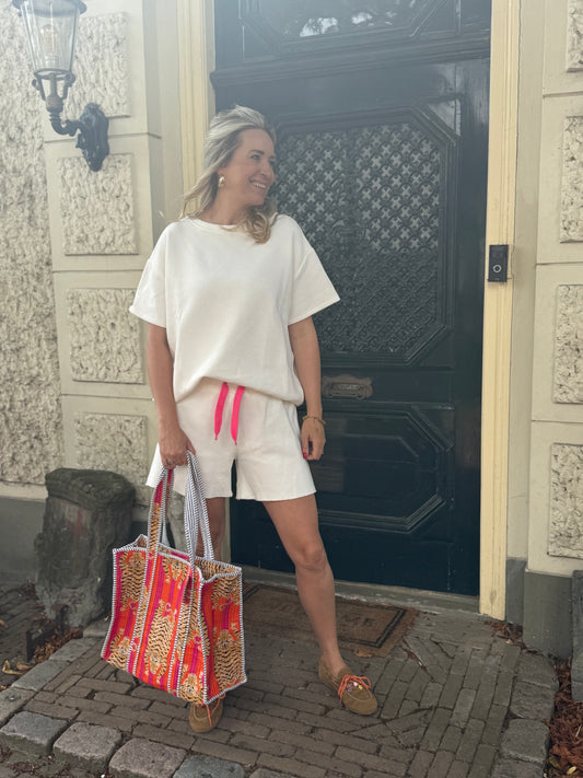 Setje jogging wit one size oversized shirt en short